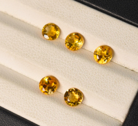 Batu Permata Citrine Kuarsa Alami 5 MM Potongan Bulat Brilian Untuk Pembuatan Perhiasan