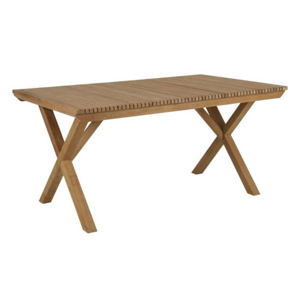 Modern Durable Teak Wooden Rectangle Dining <b>Table</b> <b>with</b> <b>Foldable</b> X <b>Legs</b> for Home Garden Outdoor Use - Product Image 1