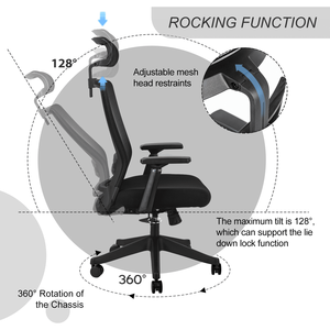 Black High <b>Back</b> <b>Office</b> Mesh <b>Chair</b> with Lumbar <b>Support</b> 300lbs Capacity - Product Image 6