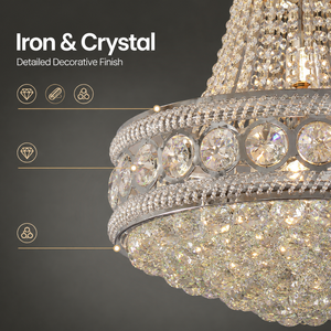 Luxury Crystal Chandelier With Iron Frame Adjustable Height E27 Warm <b>Light</b> For Living Room <b>Dining</b> Room Hotel Foyer - Product Image 4