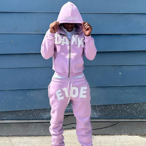 Custom Zip-Up <b>Hoodies</b> 100% Cotton Graphic Zipper Front Washed Patch Distress Embroidery 350-400 GSM <b>Stitch</b> Patchwork <b>Oversized</b> - Product Image 3