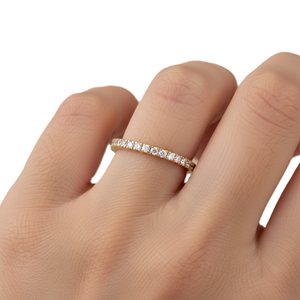 Magnifique alliance de fiançailles minimaliste en or massif 10K/14K avec diamants de laboratoire ronds certifiés IGI, bague d'éternité complète pour anniversaire - Product Image 6