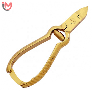 Professional Gold Color Stainless Steel Nail Clipper with Concave Blades Barrel Spring and Back <b>Lock</b> for Toenail Cutter OEM - Product Image 1
