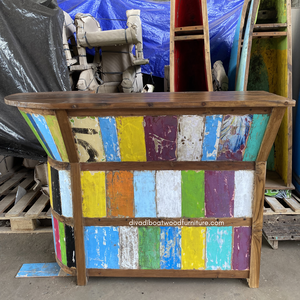 Table de bar en bois de bateau recyclé, écologique, durable, rustique, en bois récupéré, pour la maison, le restaurant, le café, le bar, mobilier de bar commercial - Product Image 2