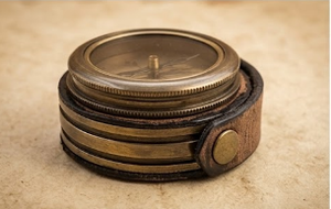 Retro Nautical Brass <b>Compass</b> with Engraved Leather Case Pointer Dial for Outdoor Hiking Adventure Portable Pocket Style - Product Image 2