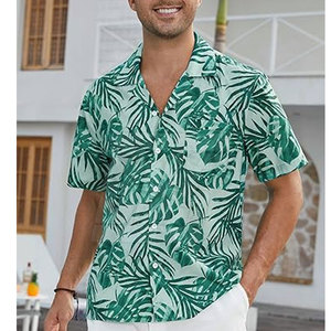 เสื้อเชิ้ตฮาวายชายแขนสั้นลายต้นปาล์มสำหรับชายหาด วันหยุด ท่องเที่ยว รีสอร์ท และงานปาร์ตี้ - Product Image 4