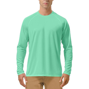<b>Mens</b> Trendy Mint Green Long Sleeve Rash Guard Swim Shirt Breathable Lightweight UV Sun Protection <b>Top</b> - Product Image 1