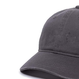 Casquette de baseball en coton gris foncé, 6 panneaux, réglable, unisexe, décontractée, couleur unie, tissu sergé, finition délavée - Product Image 5