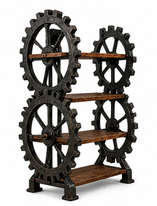 Estantería de 4 Niveles con Madera de Abeto Sólida, Estructura Metálica de Tubos Industriales, Mueble de Almacenamiento Rústico para Sala de Estar - Product Image 1
