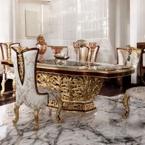 Luxury Traditional <b>6</b> Piece <b>Dining</b> Room Set Wood Table <b>Chairs</b> Gold Carvings Antique Design Home Furniture - Product Image 4