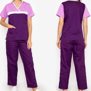 Women's <b>Scrub</b> <b>Top</b> V-Neck Short Sleeve With Pockets Hospital Uniform Woven Cotton Polyester Blend - Product Image 4