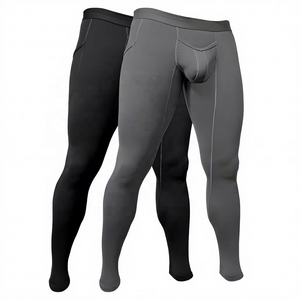 Leggings de compression intégrale pour homme, couleur unie avec logo, taille élastique sur la jambe droite, matière Spandex Polyester 180g - Product Image 1