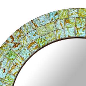 Adiba Home Decor Handmade 12 Inch Green Aqua Splash Glass <b>Mosaic</b> <b>Mirror</b> - Product Image 5