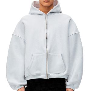 Sudadera con capucha de lana con cremallera personalizada Unisex colección 2025 Boxy Drop Shoulder grueso de gran tamaño cremallera completa para hombres y mujeres de talla grande invierno - Product Image 1