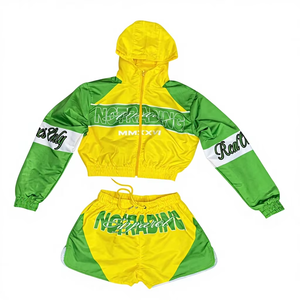 2 Piece Reflective Tracksuit Windbreaker <b>Shorts</b> Set 100% Nylon Mid Waist Drawstring Closure Casual Men's Windbreaker <b>Shorts</b> - Product Image 1