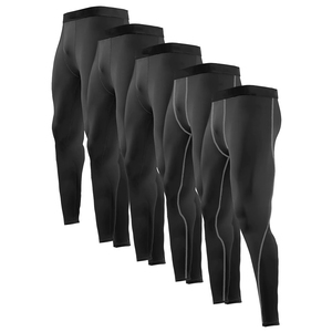 Leggings de yoga sans couture noirs pour hommes de haute qualité, taille haute, élastiques, pour le sport et la compression athlétique - Product Image 3