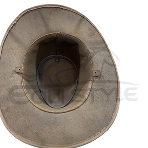 Chapeau de cowboy en cuir marron style western avec bande de lacets unique et large bord, idéal pour les voyages en extérieur, vente en gros - Product Image 4