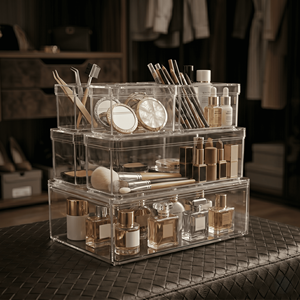 Clear Acrylic Style Makeup Organizer Bins for Beauty Products, Skincare Essentials & <b>Vanity</b> Organization - Product Image 1