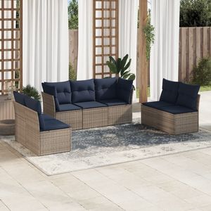 Juego de sofás de patio de ratán sintético gris de 7 piezas con cojines, muebles duraderos para exteriores - Product Image 1