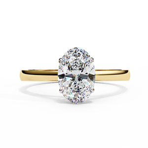 Bague solitaire en or jaune avec diamant ovale de haute qualité - Product Image 2