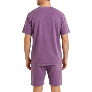 Ensemble Coordonné d'Été Violet Délavé Vintage Meyba Sports pour Hommes : T-shirt en Coton Premium Coupe Décontractée et Short Confortable - Product Image 5