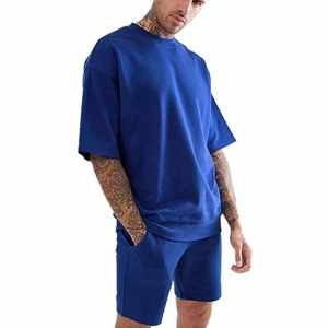 Conjunto Deportivo Casual de Otoño para Hombre, 2 Piezas, Transpirable, Tejido de Punto, Pantalones Cortos para Correr, Camiseta Estampada hasta la Rodilla - Product Image 2