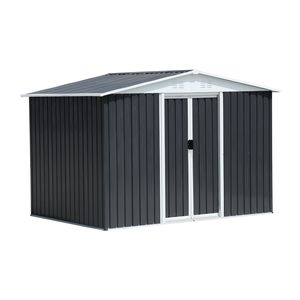 Abri de jardin 8x6 pieds avec porte coulissante, structure en alliage d'aluminium gris foncé et toit en pente – Produit de rangement et abri - Product Image 6