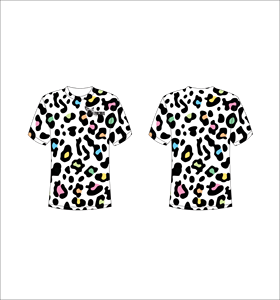 Custom Short Sleeve Sublimation T-Shirt Lightweight Athletic Apparel With Multi Color Pastel Cheetah <b>Animal</b> Print Pattern Design - Product Image 1