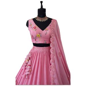 Vichitra คอลเลกชันผ้าไหมหนัก lehenga choli กับบดทำงานสไตล์นัวเนียและผ้าใบสามารถสวมใส่ได้หรูหราชาติพันธุ์อินเดีย - Product Image 1