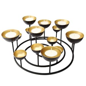 Centre de table luxueux en métal noir et or pour bougies chauffe-plat, idéal pour la table à manger, le salon et la décoration intérieure - Product Image 6