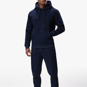 Winter Men's Hooded Fleece Sweatshirt & <b>Sweatpants</b> <b>Set</b> 350g Polyester/Cotton Breathable Streetwear Trousers for Men - Product Image 1