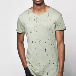 Camisetas Vintage con Lavado Ácido para Hombre, Costuras Invertidas Personalizadas, Desgastadas, con Cuello Grueso, Dobladillo Cuadrado, 100% Algodón - Product Image 1