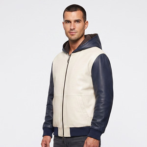 Sweat à capuche en cuir personnalisé pour homme, style streetwear, avec fermeture éclair et poches latérales - Product Image 1