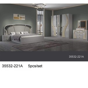 Juego de dormitorio moderno 35532-202D, muebles de madera tamaño completo con cabecero iluminado y armario con espejo - Product Image 6