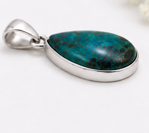 Collar de cadena de serpiente boho hecho a mano con colgante de gema de crisocola azul para mujer, chapado en oro rosa y oro amarillo, venta al por mayor - Product Image 2
