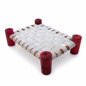 Cama en miniatura de madera envejecida hecha a mano estilo Ladoo Gopal Khatiya, mueble decorativo para el templo del ídolo de Krishna, decoración Diwali - Product Image 5