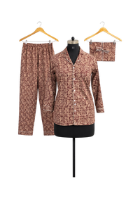 Ensemble de pyjama en soie crêpe pour femme, imprimé paisley de qualité supérieure, manches longues, vêtements de nuit, ensemble de vêtements de détente, avec sac cadeau - Product Image 6