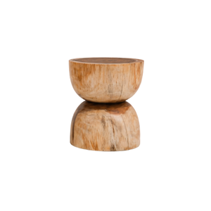 ARTERRA Premium Teak Wood Pedestal <b>Stool</b> Modern Round Side <b>Table</b> Luxury Accent End <b>Table</b> for Living Room - Product Image 3