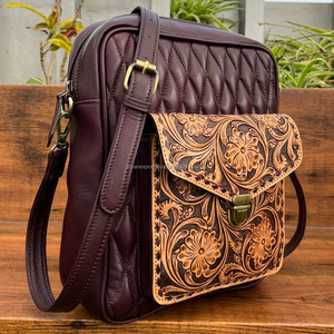 ODM OEM, recién llegado, bolso de cuero genuino acolchado a mano a la moda, bandolera cruzada de alta calidad, bolsos florales - Product Image 3