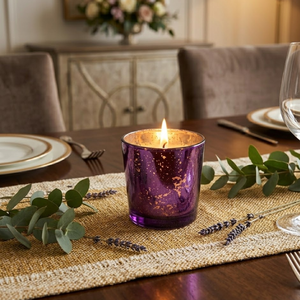 Portavelas de Cristal Morado para Velas de Té |   Portavelas de Estilo Antiguo para Decoración del Hogar |   Centro de Mesa para Bodas y Fiestas - Product Image 4