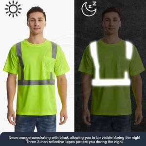 Camiseta de Seguridad Reflectante de Alta Visibilidad con Logotipo Personalizado de Nuevo Diseño, Camiseta de Trabajo de Media Manga para Hombre - Product Image 3