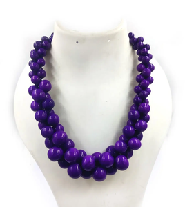 2026 Best Multilayer Beaded <b>Necklaces</b> Purple Blue Red Green Ball Shape Unique Design Jewelry Unisex Fashion <b>Statement</b> <b>Necklace</b> - Product Image 3