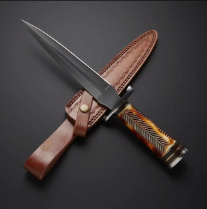 Couteau utilitaire d'extérieur artisanal en acier à haute teneur en carbone de qualité industrielle avec étui de rangement en cuir véritable et support OEM/ODM - Product Image 3
