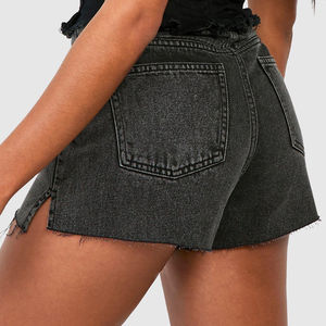 Shorts en jean rétro pour femme, taille haute, vintage, délavé, avec boutons et fermeture éclair, longueur genou, délavage acide, été, personnalisé - Product Image 5