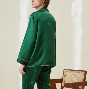 Nuevo Conjunto de Pijamas de Satén Ecológico de Moda 100% Seda 2026 Ropa de Dormir Transpirable para Hombre Resistente a las Manchas de Calidad Talla Grande 2026 - Product Image 4