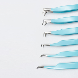 Stainless Steel Slanted Eyelash Extension Tweezers Set With Angled Volume <b>Lash</b> Tweezers Fiber Tip For Eyebrow Use - Product Image 3