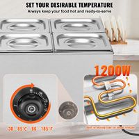 24QT Professioneller Kommerzieller Elektrischer Dampftisch mit 5 Behältern, Speisenwärmer, Manuell, 1200W, Edelstahl, Buffet Bain-Marie, Tischmodell 8