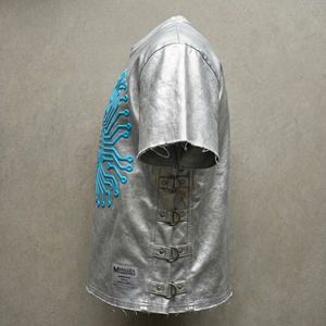 T-shirt streetwear futuriste surdimensionné à imprimé circuit, mode urbaine, coton premium, t-shirt technique MALUZA INDUSTRIES - Product Image 5