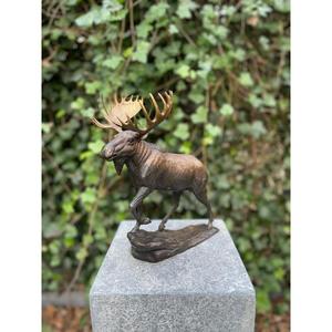 Sculpture décorative en fonte de renne aux bois sauvages avec base, prix de gros, décoration de Noël - Product Image 4