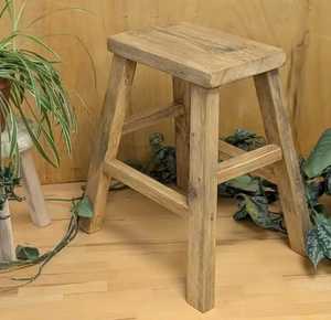 Handcrafted Rustic Reclaimed Wood <b>Stool</b> Square Solid Elm Wood Seating <b>Antique</b> Style Farmhouse <b>Stool</b> For Kitchen And Entryway - Product Image 1